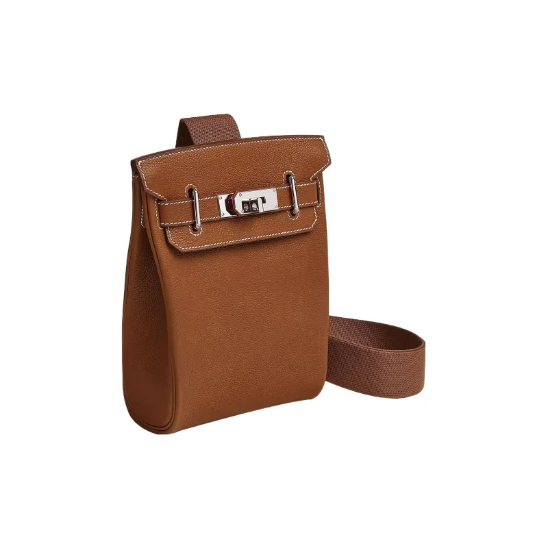 HERMES Hac A Dos Calfskin Shoulder Bag, Crossbody Bag Small Size Men's 34 Fauve Light Tawny-1