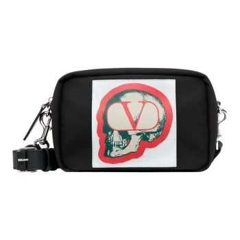 Valentino Tech Nylon With Calfskin Detail Camera Bag Shoulder Bag Crossbody Bag Men's Black