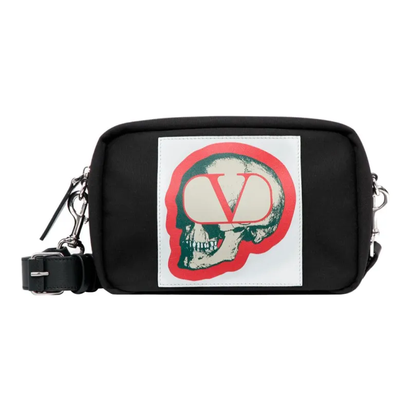 Valentino Tech Nylon With Calfskin Detail Camera Bag Shoulder Bag Crossbody Bag Men's Black-0