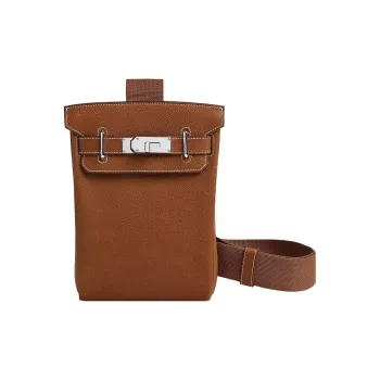 HERMES Hac A Dos Calfskin Shoulder Bag, Crossbody Bag Small Size Men's 34 Fauve Light Tawny