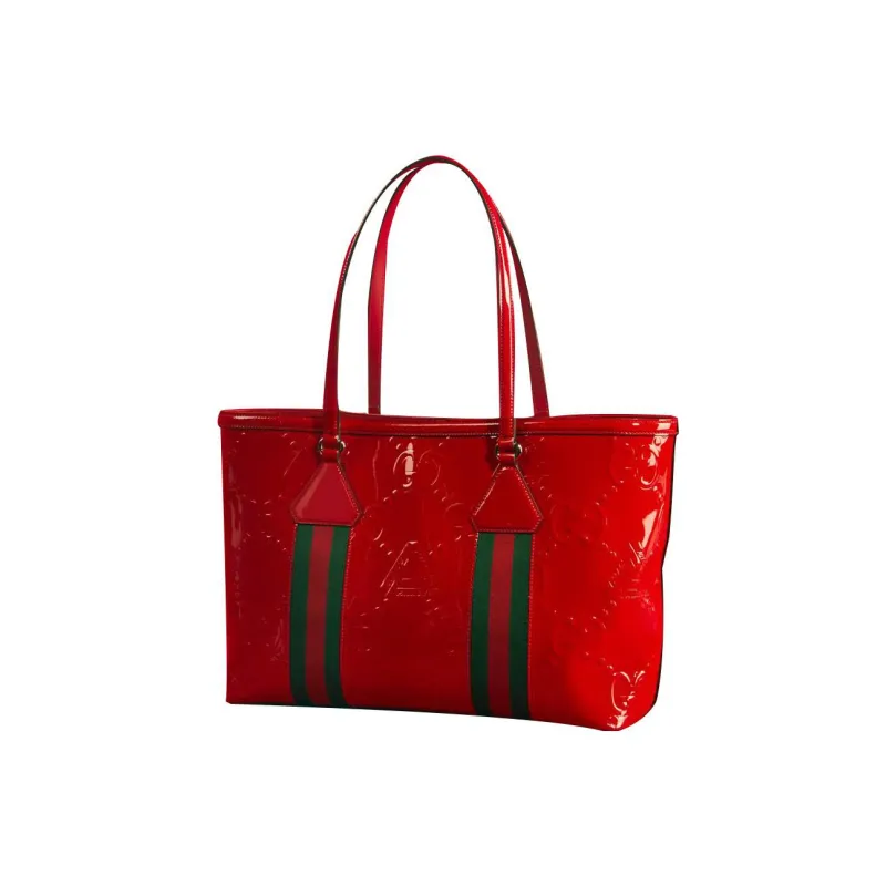GUCCI PALACE Collaboration Patent Leather Tote Bag Shopping Bag Handbag Shoulder Bag Unisex Red-1