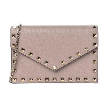 Valentino Cow Leather Envelope Bag One Shoulder Crossbody Clutches Mini Women's Pink