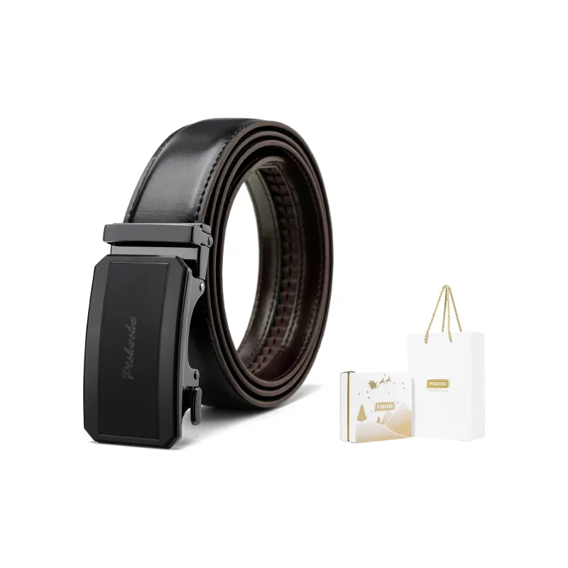 PISHUSHU Premium Selection Pressed Black Automatic Buckle Advanced Gift Feel Leather Belts Men's Width: 3.5cm-22