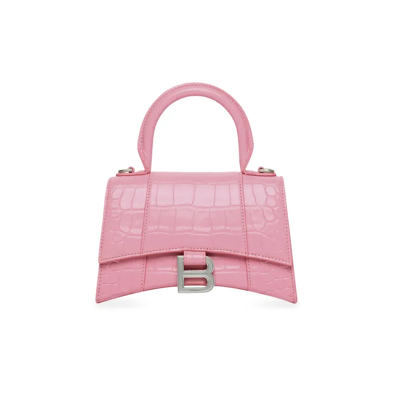 Balenciaga Hourglass Cow Leather Shoulder Bag, Crossbody Bag, Handbag Extra Small Women's Pink-0