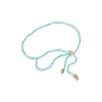 CHANEL Metal Glazed Pearls Gemstone Rhinestone Waist Chain Women's Blue