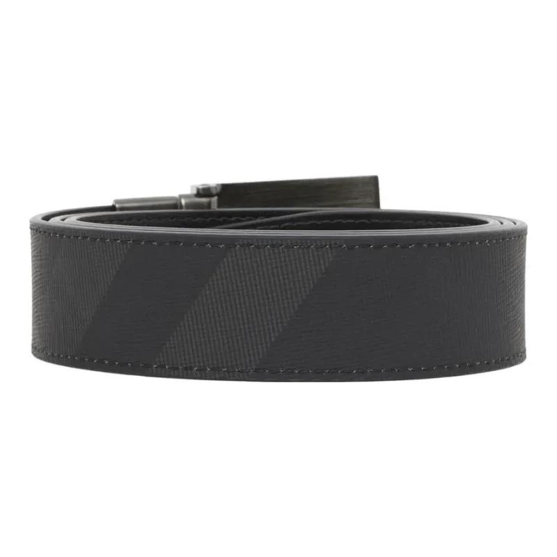 Burberry Fashion Individual Minimalist Style Letter Smooth Buckle Belt Men's Charcoal Gray/Ink Black-2