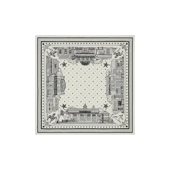 HERMES Silk Scarf Women's White/Gray/Black