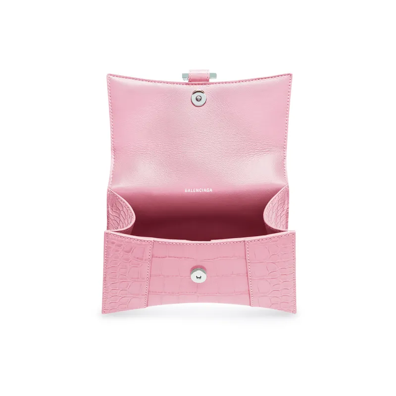 Balenciaga Hourglass Cow Leather Shoulder Bag, Crossbody Bag, Handbag Extra Small Women's Pink-3
