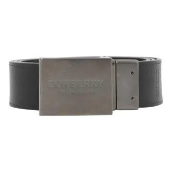 Burberry Fashion Individual Minimalist Style Letter Smooth Buckle Belt Men's Charcoal Gray/Ink Black