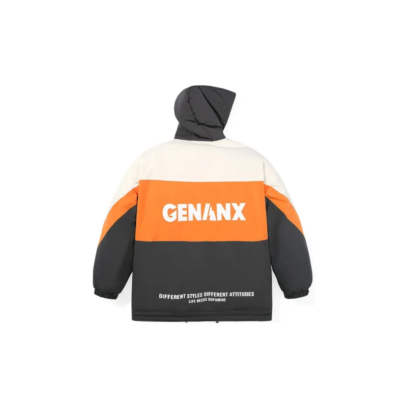 GENANX Letter Hooded Loose Fit Puffer Jacket Unisex-8