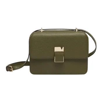Valextra Calfskin Shoulder Bag, Crossbody Bag Mini Women's Army Green