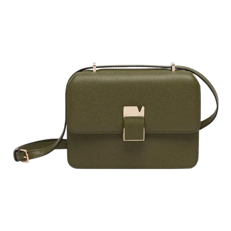 Valextra Calfskin Shoulder Bag, Crossbody Bag Mini Women's Army Green-0