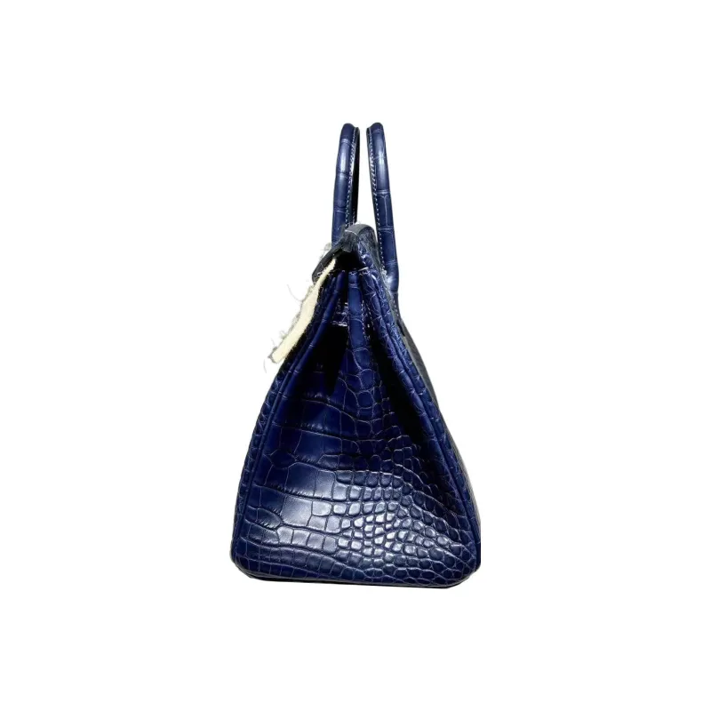 HERMES Birkin Matte Crocodile Leather Birkin Bag Handbags Women's 78 Bleu Marine Deep Sea Blue-2