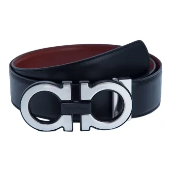FERRAGAMO Fashion Minimalist Style Smooth Buckle Belt Men's Black