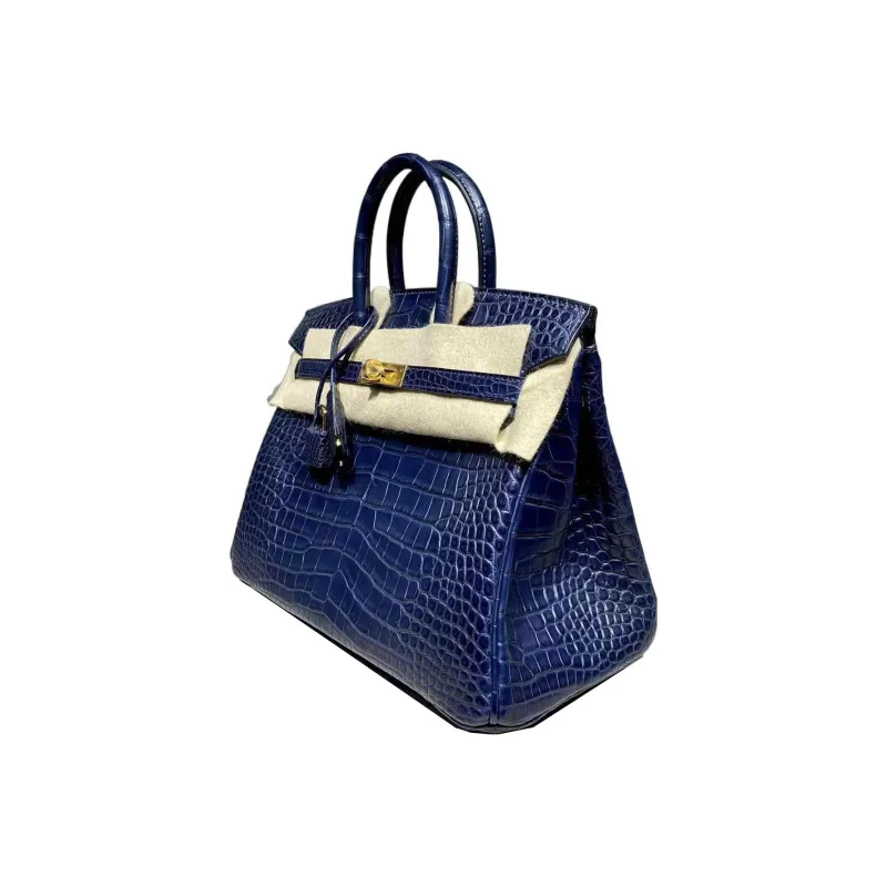 HERMES Birkin Matte Crocodile Leather Birkin Bag Handbags Women's 78 Bleu Marine Deep Sea Blue-1