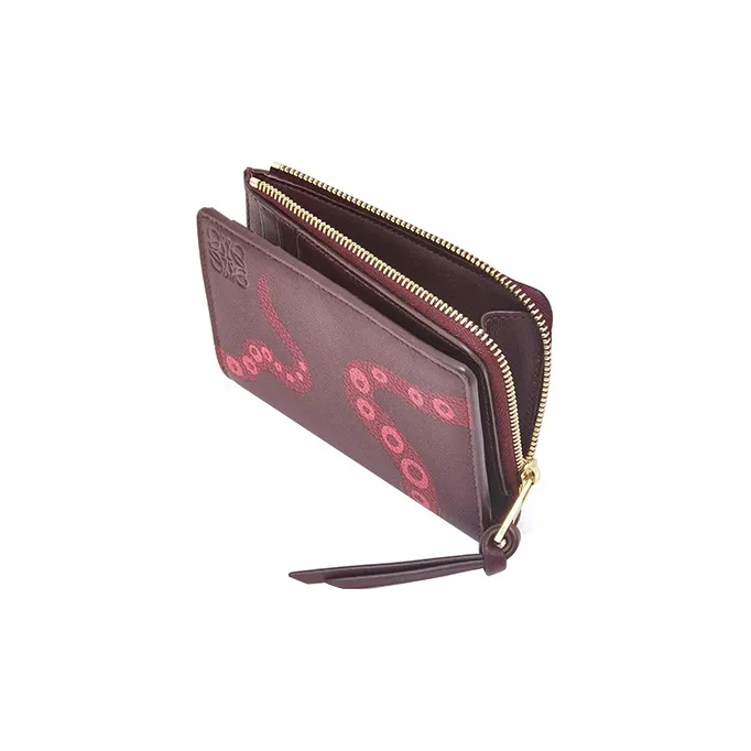 LOEWE Cow Leather Wallet Women's Plum-3