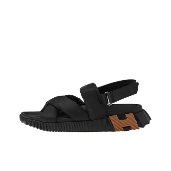 HERMES Electric One Strap Sandals Men's Black
