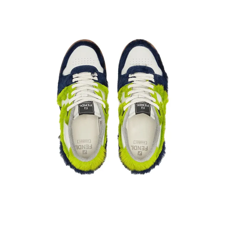FENDI Match Stylish Skateboarding Shoes Men's White Blue Green-2