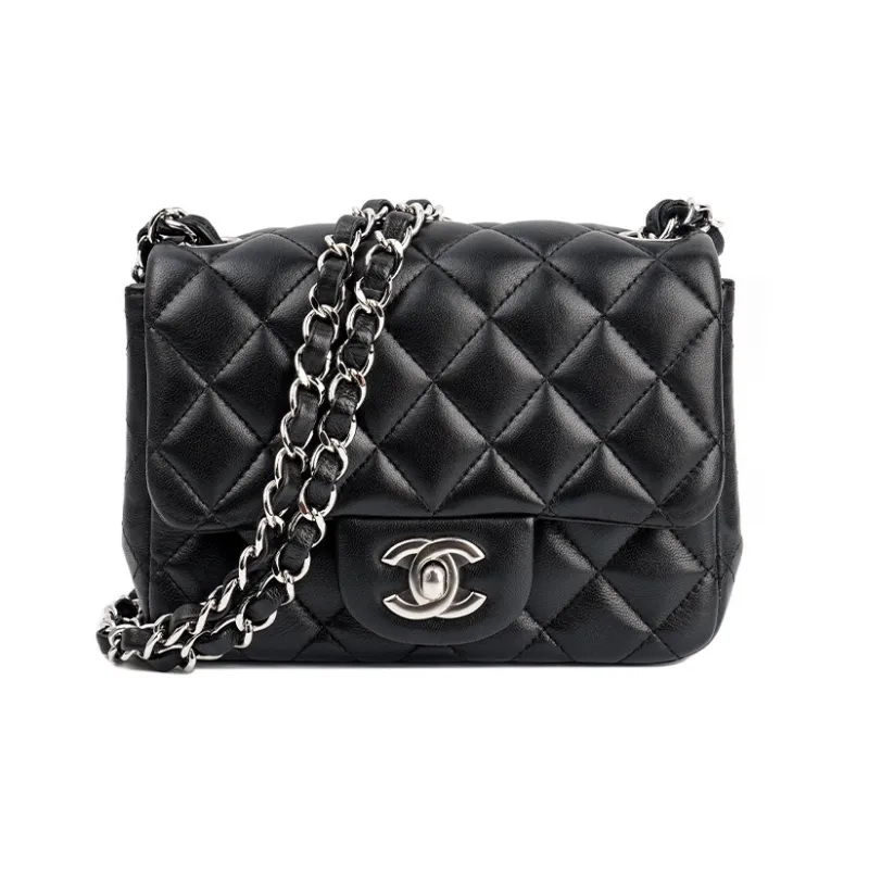 CHANEL Classic Flap CF Lambskin Mini Square Flap Bag, Crossbody Bag, Shoulder Bag Mini Women's Black-1