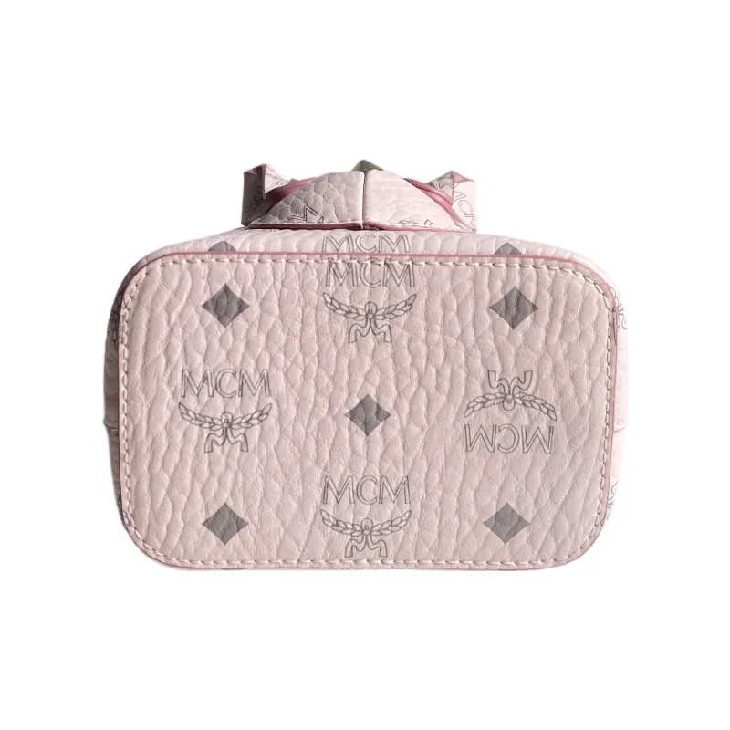 MCM Visetos Leather Bucket Bags Shoulder Bag Crossbody Bag Extra Small Women's Pink-4