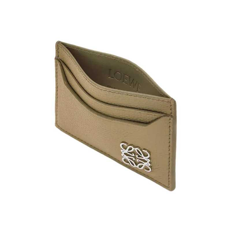 LOEWE Anagram Pebbled Cow Leather Card Holder Women's Daylily Green-1