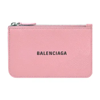Balenciaga Grained Calfskin Card Holder Wallet Large Size Women's Pink