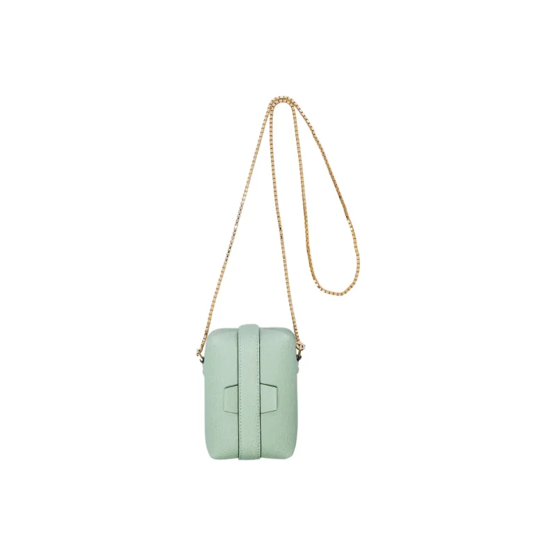 Valextra Tric Trac Calfskin Box Bag, Handbag, Shoulder Bag, Crossbody Bag Extra Mini Women's Green-0