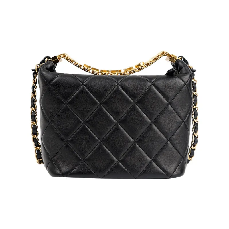 CHANEL Sheepskin Hobo Bag, Lunch Bag, Shoulder Bag, Crossbody Bag, Handbag Women's Black-2