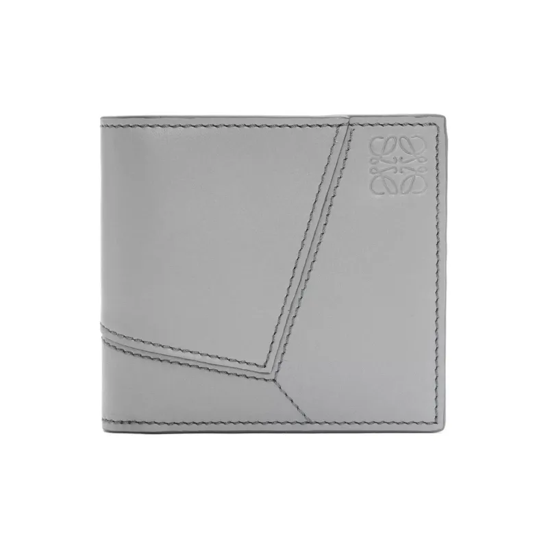 LOEWE Puzzle Smooth Cow Leather Wallet Men's Asphalt Gray-0