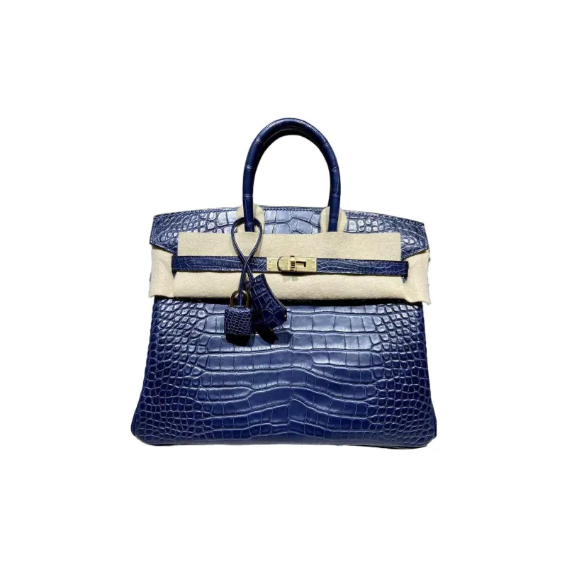 HERMES Birkin Matte Crocodile Leather Birkin Bag Handbags Women's 78 Bleu Marine Deep Sea Blue-0