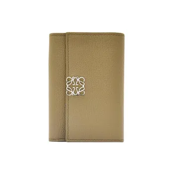 LOEWE Anagram Cow Leather Wallet Small Size Women's Daylily Green
