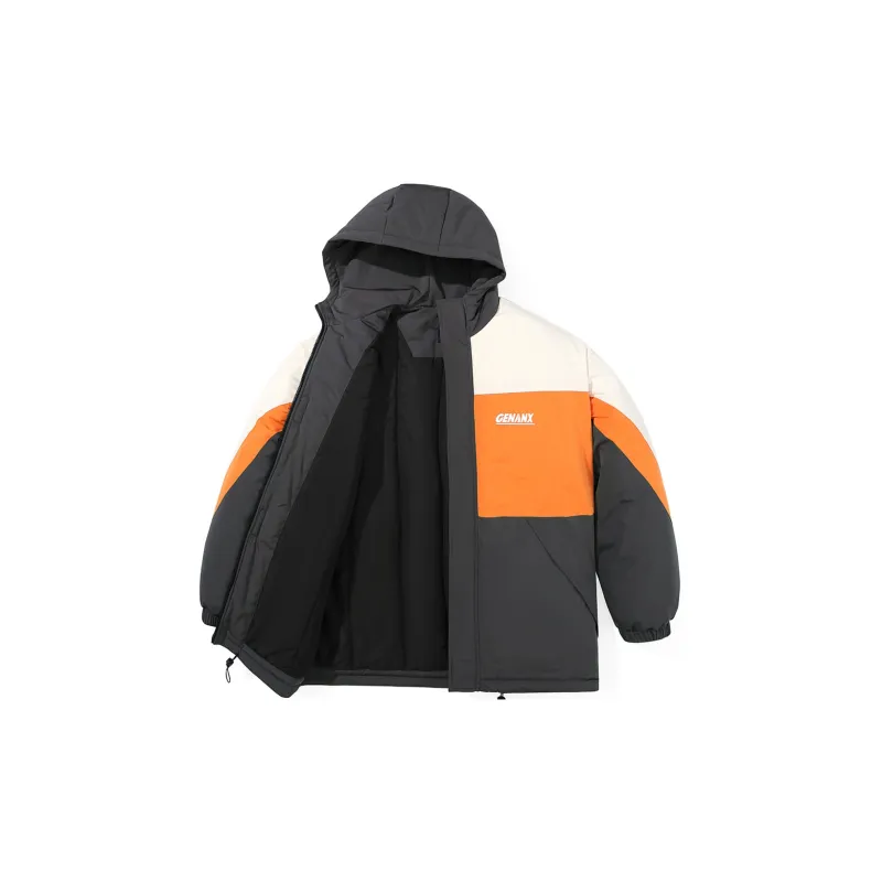 GENANX Letter Hooded Loose Fit Puffer Jacket Unisex-7