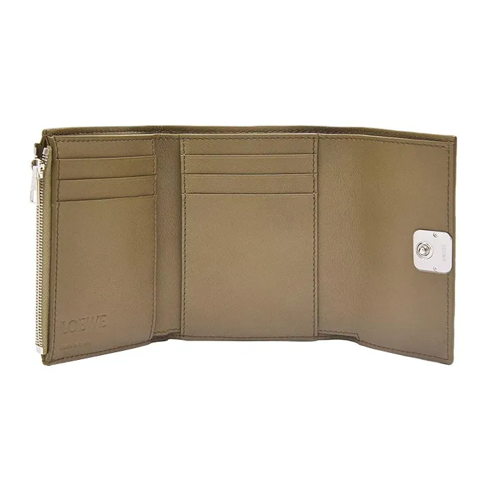 LOEWE Anagram Cow Leather Wallet Small Size Women's Daylily Green-3