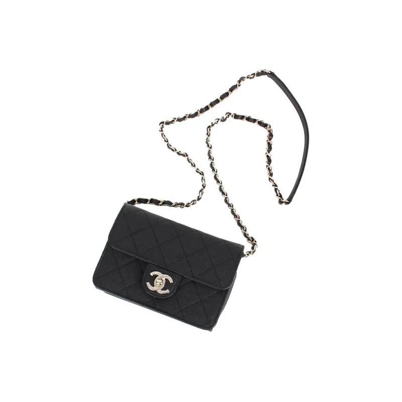 CHANEL Grain Calfskin Flap Bag, Shoulder Bag, Crossbody Bag Women's Black-6