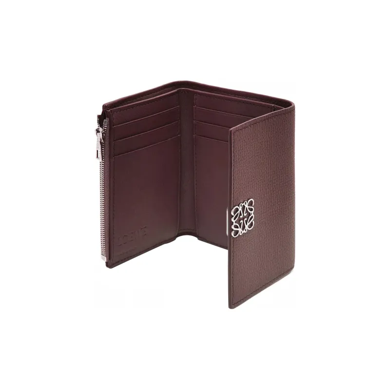 LOEWE Anagram Cow Leather Wallet Trumpets Women's Burgundy-3