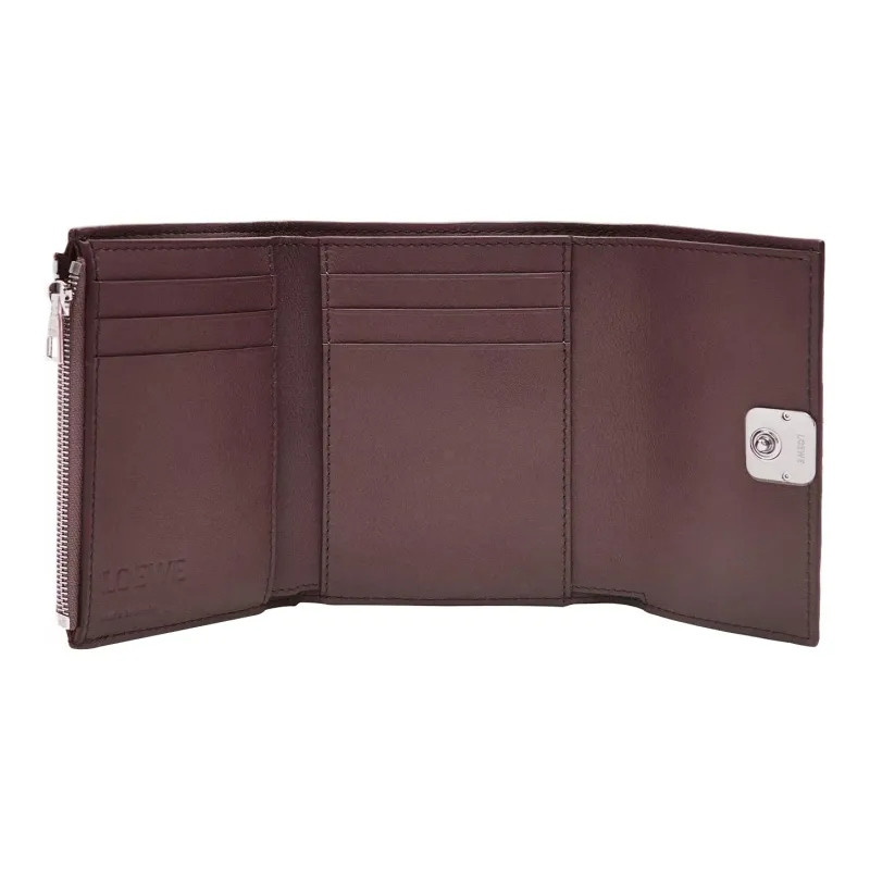 LOEWE Anagram Cow Leather Wallet Trumpets Women's Burgundy-2