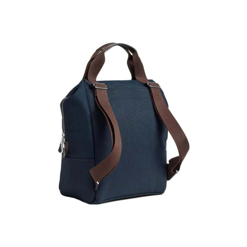 HERMES Groom Cotton Blend With Barenia Calfskin Backpack Unisex Marine Blue/Flame Orange-3