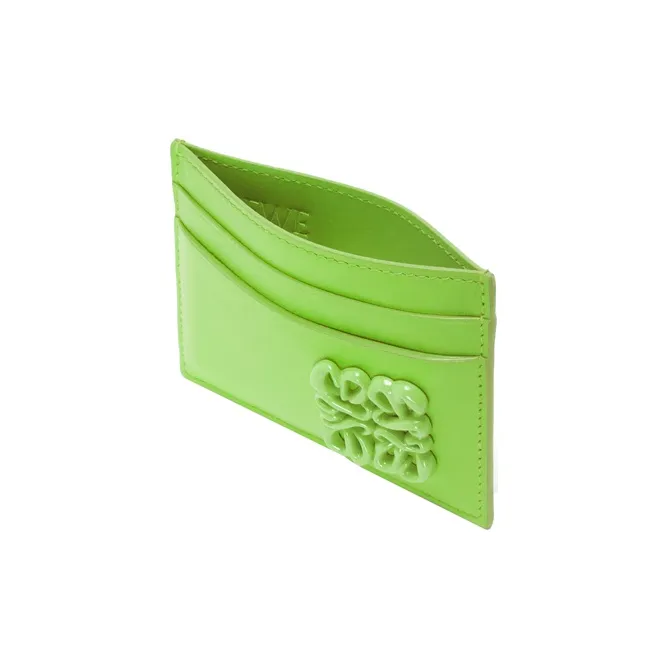 LOEWE Anagram Satin Cow Leather Card Clip Card Holder Women's Turquoise Glaze-2