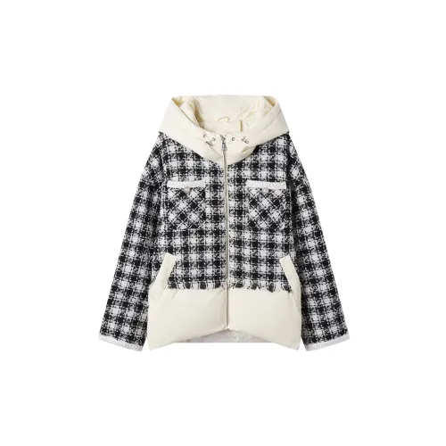 DIALOGUE Down Jackets Women's Black/White Plaid