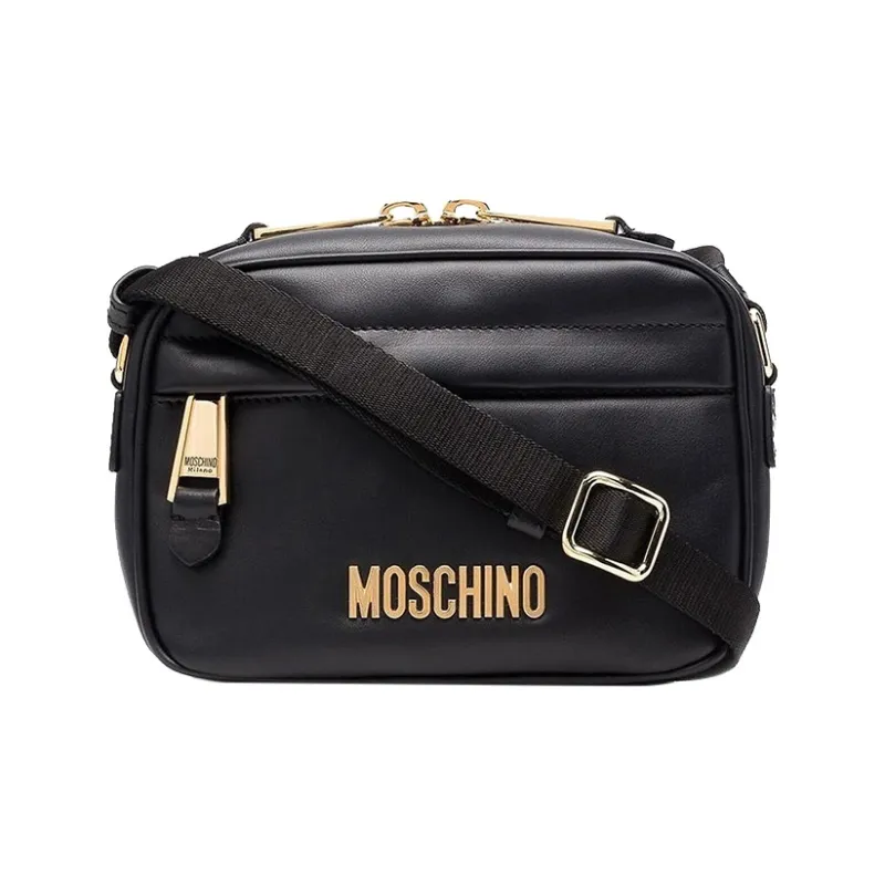 MOSCHINO Cow Leather Camera Bags Crossbody Bag Shoulder Bag Men's Black-0