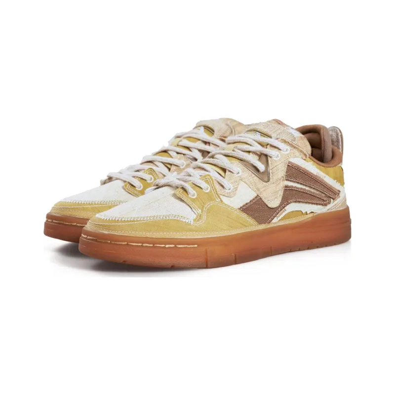 LiNing Wave Pro Ramie Slip-Resistant Cushioning Wear-Resistant Low-Top Skateboard Shoes Men's Beige Brown-2