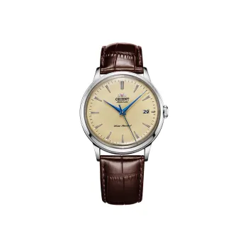 ORIENT Automatic Mechanical Movement Leather Strap Watch Men's Watches Yellow Watch Dial RA AC0M04Y10B