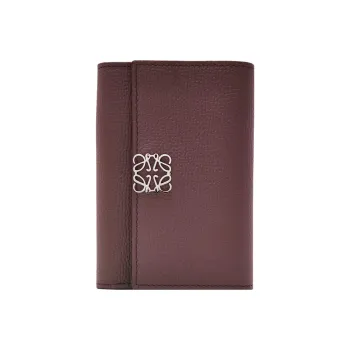 LOEWE Anagram Cow Leather Wallet Trumpets Women's Burgundy