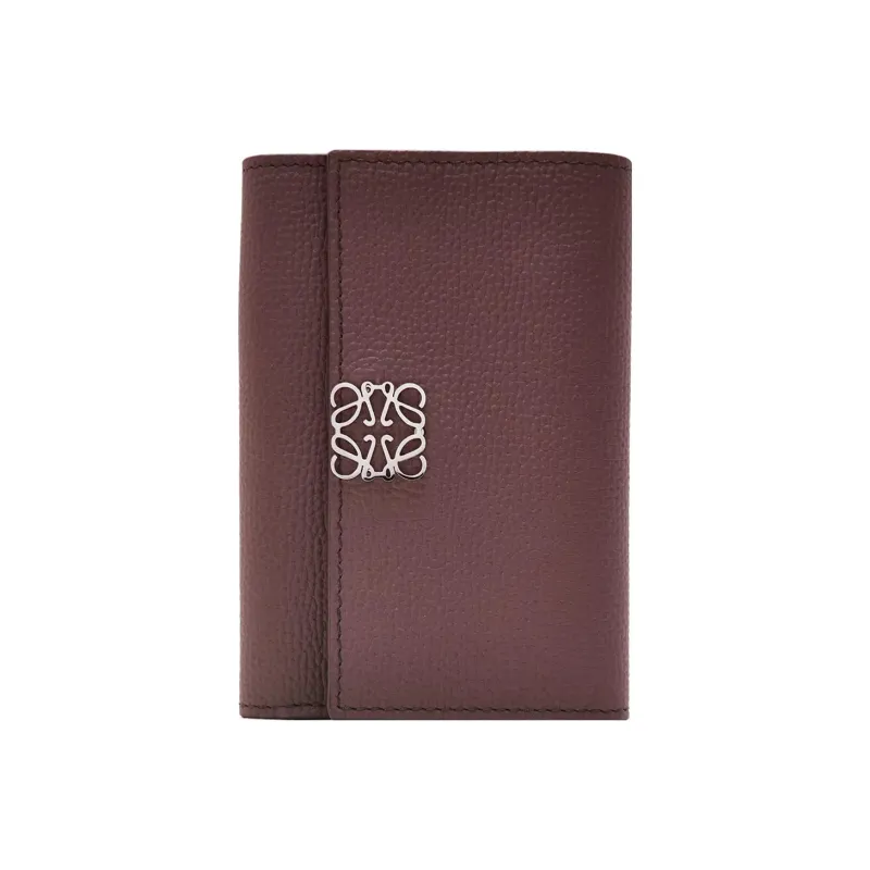 LOEWE Anagram Cow Leather Wallet Trumpets Women's Burgundy-0