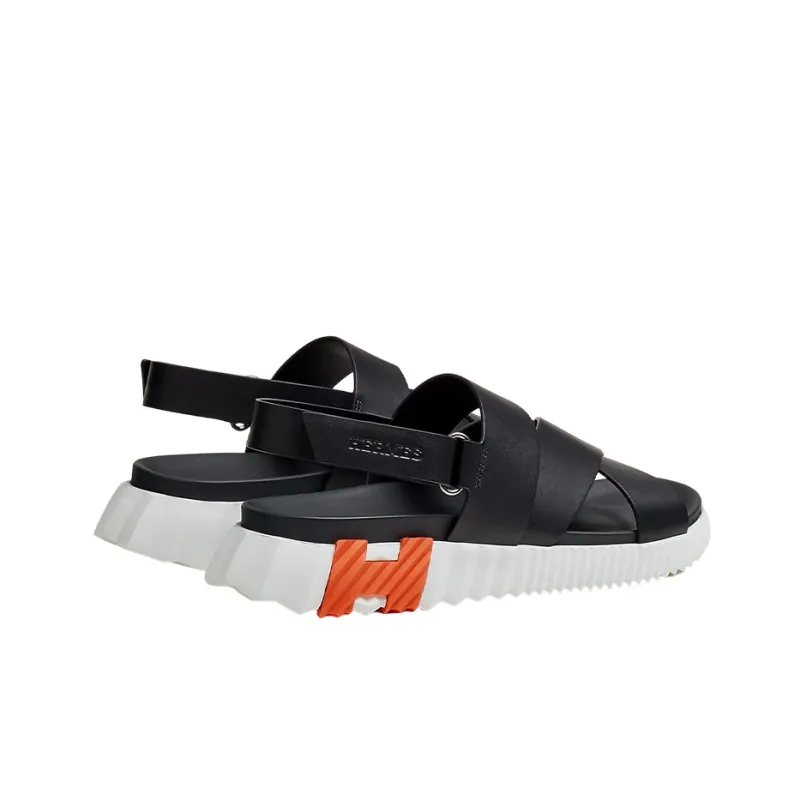 HERMES Electric One Strap Sandals Men's Black-3