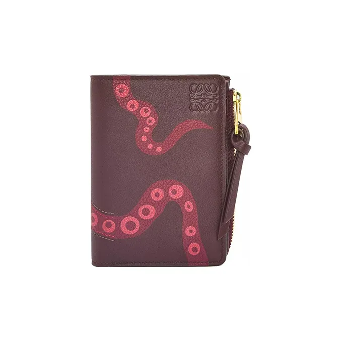 LOEWE Cow Leather Wallet Women's Plum-0