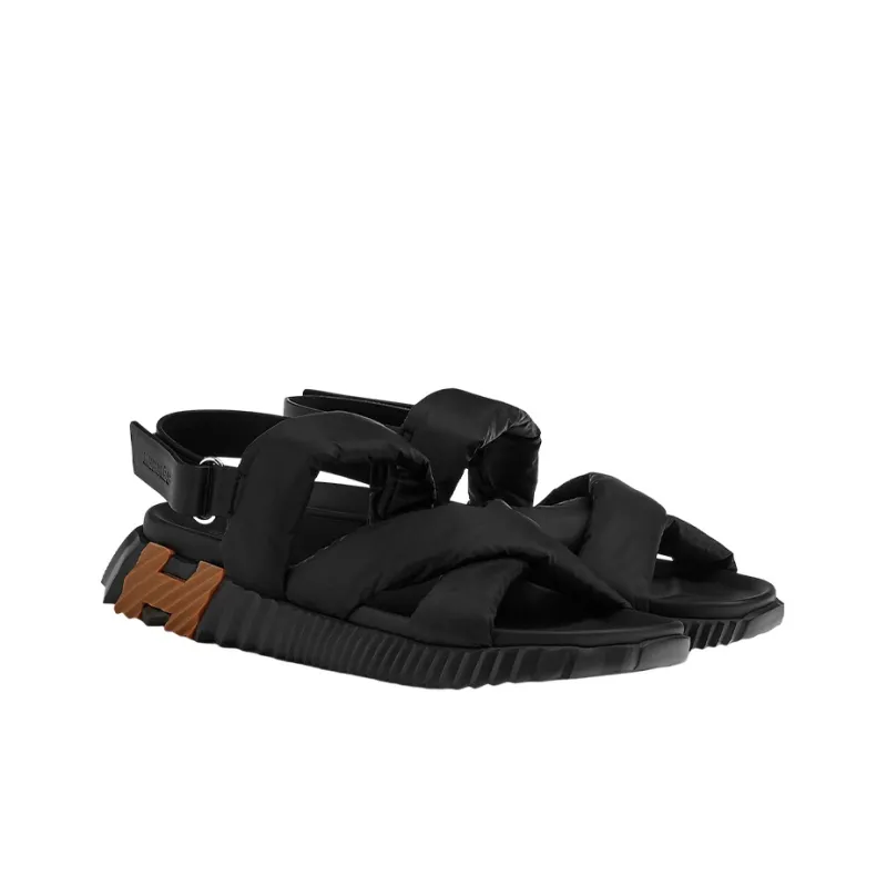 HERMES Electric One Strap Sandals Men's Black-1