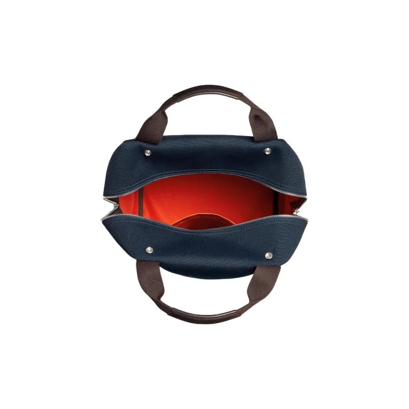 HERMES Groom Cotton Blend With Barenia Calfskin Backpack Unisex Marine Blue/Flame Orange-6