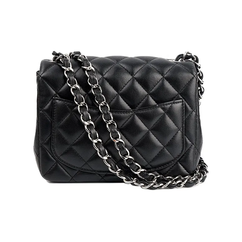 CHANEL Classic Flap CF Lambskin Mini Square Flap Bag, Crossbody Bag, Shoulder Bag Mini Women's Black-5