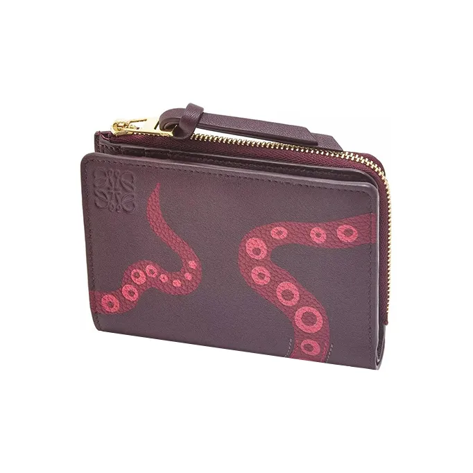 LOEWE Cow Leather Wallet Women's Plum-1